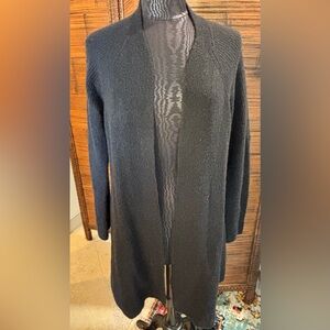 Black Open front long cardigan